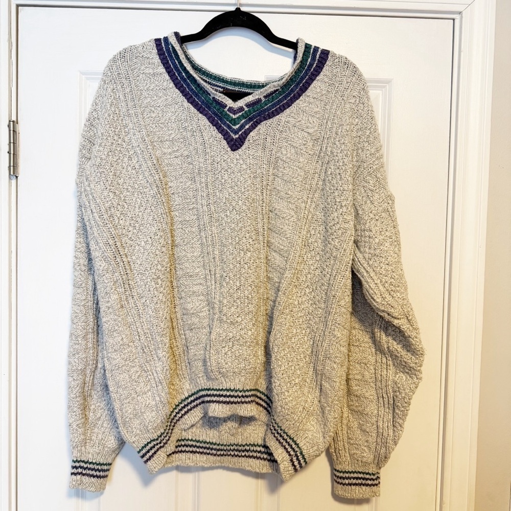 Vintage Authentic brand knitted cottagecore grandpa style cotton sweater.